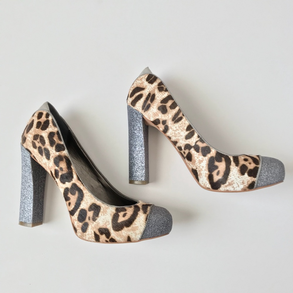 Sam Edelman Animal Print Glitter Heels 6.5 - Picture 5 of 8